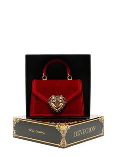 Dolce & Gabbana Dolce & Gabbana Small Devotion Bag - AMARENA (Red) - 10971912 | italist Purse For Teens, Small Hand Bags, Fancy Purses, Dream Bags, Handbag Storage, Cheap Purses, Best Purses, Cheap Handbags, Luxury Bag