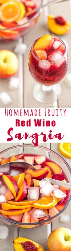 homemade fruity red wine sangria with oranges and apples