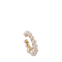 Sophie Bille Brahe cuff earring Polished 14-karat yellow gold Naturally white freshwater cultured pearls Pearl dimensions: approx. 3mm - 5.5mm Sold individually Clip-on back Imported Elegant Pearl Single Ear Cuff, Elegant Pearl Ear Cuff Single Earring, White Pearl Drop Ear Cuff For Wedding, Elegant White Ear Cuff For Formal Occasions, Elegant White Ear Cuff With Pearl Drop, White Ear Cuff For Pierced Ears, Formal, Elegant White Pearl Drop Ear Cuff, Elegant Yellow Gold Clip-on Ear Cuff, Sophie Bille Brahe