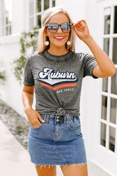 Auburn Tigers Vivacious Varsity Boyfriend Top - Shop The Soho Staff Shirts, School Shirt Ideas, Ultra Casual, School Shirt Designs, Boyfriend Top, Stylish Blouses, College Gear, Tailgate Outfit, Gameday Couture