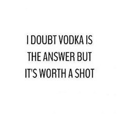 a quote that reads, i doubt vodka is the answer but it's worth a shot