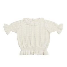 Girl's Clothing P702 White / 4T (110) Cute Hollow Out Knit Pullover Billowy Sleeves, Feminine Top, Woven Sandals, Knitted Top, Blue Shorts, Kids Dress, Your Skin, Knit Dress, Knit Top