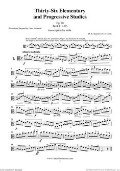 the sheet music score for thirty - six elementary and progressive studies