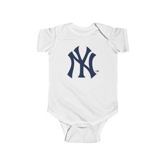 Adorable Fan Gear for Your Little One Introduce your baby to the world of sports with the New York Yankees Baby Onesie. This cute and comfy onesie is perfect for the littlest Yankees fans. Featuring the iconic Yankees logo and team colors, it’s designed to make your baby stand out as part of the Yankees family from day one. Whether it’s for game day or a casual outing, this onesie is an adorable way to show your family's team pride. Soft, Comfortable, and Baby-Friendly Crafted from ultra-soft, b White Casual Bodysuit For Sports, White Casual Sports Bodysuit, Casual White Onesie For Sports, Casual White Short Sleeve Bodysuit For Play, White Short Sleeve Bodysuit With Letter Print For Playtime, White Casual Onesie For Sports, White Sporty Bodysuit For Sports, Casual Sports Onesie With Short Sleeves, Sports Cotton Onesie With Short Sleeves