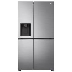 a stainless steel refrigerator freezer with water dispenser