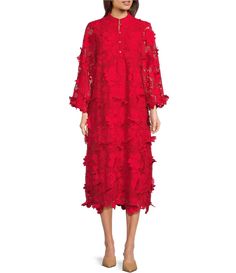 Shop for J.Marie Seraphina Long Sleeve 3D Lace Mandarin Collar Midi Dress at Dillard's. Visit Dillard's to find clothing, accessories, shoes, cosmetics & more. The Style of Your Life. Oral Dress, Foral Dress, Full Closet, Dresses By Color, Party Clothes, Midi Dress Party, Christmas Outfits, Lace Midi, Down Dress