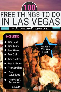 an advertisement for the free things to do in las vegas at adventure / dragon com