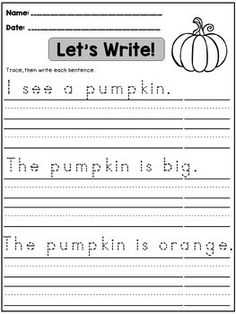 the worksheet for writing pumpkins