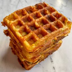 three waffles stacked on top of each other