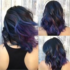 Oil Slick Hair, Underlights Hair, Galaxy Hair, Cute Hair Colors, Hair 2018, Short Hair Color, Hair Color And Cut, Scene Hair, Short Hairstyle