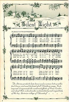 an old sheet music page with the words silent night on it