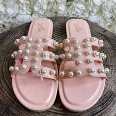 Pink And Glitter Peal Sandals Pink Base And Pearl Strap Brand New With Tags Size:7/8/9/10/11 Pink Open Toe Jelly Sandals For Party, Glamorous Pink Sandals For Beach, Pearl Embellished Open Toe Sandals For Summer, Pink Beaded Open Toe Sandals, Pearl Embellished Sandals For Beach In Spring, Glamorous Pink Beach Sandals, Pink Embellished Synthetic Sandals, Glamorous Pearl-embellished Sandals For Spring, Fitflop Sandals