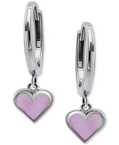 in stock Shell Heart, Pink Heart Earrings, Hoop Drop Earrings, Heart Earrings, Pink Heart, Shells, In Store, Buy Online, Hoop Earrings