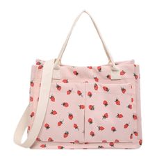 PRICES MAY VARY. 【Material】This Strawberry tote bag is made of Corduroy , which is not only soft and comfortable to the touch, but also very durable and easy to maintain. 【SIZE & CAPACITY】The dimensions of this cute work handbag are L13.78"xH 10.24"xW 5.91", which can easily hold your tablet, mobile phone, keys, wallet, umbrella, cosmetics and other necessities. 【Multiple Pockets】: This versatile tote bag has multiple layers of pockets that can neatly store the items you need to carry for quick