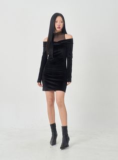 Product Detail Get inspired by KPOP and Korean fashion with our Velvet Off-Shoulder Mesh Neck Mini Dress BD23. Designed for women who love to make a statement, this dress features a sexy off-shoulder style and mesh neckline. Perfect for party wear, this dress offers a slim fit that flatters your figure. Upgrade your fashion game with BLACKPINK, NewJeans, TWICE and other KPOP stars' fashion inspiration. Style : Sexy Occasion : Party wear Material : Polyester, Spandex, Mesh, Velvet Sleeve : Long s Stars Fashion, Nye Dress, Velvet Sleeve, Off Shoulder Fashion, Stiletto Boots, Inspiration Style, Purple And Black, Fashion Games, Polyester Spandex