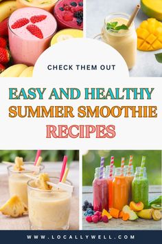 healthy summer smoothie recipes with text overlay