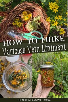 Here's how to make an easy herbal liniment remedy for varicose veins, muscle pains, strains, and aches. Homemade Cough Syrup, Varicose Vein Remedy, Farm Wife, Herbal Recipes, Medicinal Herbs, Muscle Pain, Diy Beauty, Womens Health, Home Remedies