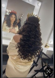 Quinceanera Hairstyles All Down, Scrunchie Bun, Hairstyle For Prom, Red Quince, 15 Birthday, Gorgeous Birthday, Birthday Hairstyles