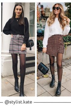 Mini Skirt Tights Boots Outfit, Checkers Skirt Outfit, Plaid Skirt Black Tights, Wool Skirt Outfit Winter Short, Short Plaid Skirt Outfit Winter, Plaid Mini Skirt Outfit Winter, Checkered Skirt Outfit Winter, Beige Plaid Skirt Outfit, Short Plaid Skirt Outfit