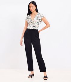 Pants Details:Details: Front zip with hook and bar closure. Elasticized back waist. Belt loops. Slash pockets. Back welt pockets.,Leg Shape:Leg Shape: Tapered - a slim, tapered leg,Rise:Rise: Sits at natural waist, 11 7/8" rise,Imported:Imported,Fit:Fit: Drapey and easy,Length:Length: Ankle length, 27" inseam,Fabrication:100% Polyester,Garment Care:Machine Washable Loft Pleated Tapered Pants in Crepe Size 2 Black Women's by Loft Size Regular - 2 Black Women's Regular, Slim, Pants, 100%, Polyeste Pleated Tapered Pants, Loft Store, Tall Pants, Pants Details, Petite Pants, Color Crush, Tapered Pants, Slim Pants, Waist Belt