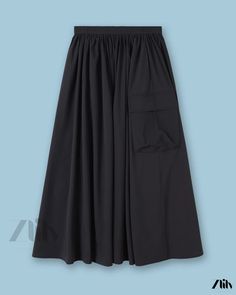 Zlily - Relaxed Fit Pleated Workwear Half-Skirt with Elastic Waistband Half Skirt, Skirt Skirt, Types Of Skirts, A Line Skirt, Skirt Length, Long Skirt, A Line Skirts, Work Wear, A Line