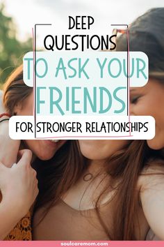 Having a deep and meaningful connection with your closest friends is one of the most rewarding things in life, but it's not always easy to get there. Asking the right questions can be an effective way to get to know each other better, find out what makes each other tick, and strengthen your bond. Ready to get started? Here are some questions that can help you deepen your friendships. Learn more at soulcaremom.com