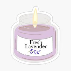 a candle sticker with the words fresh lavender on it and an image of a candle