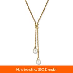 in stock Classic Formal Jewelry With Adjustable Length, Adjustable Yellow Gold Lariat Necklace For Formal Occasions, Elegant Box Chain Lariat Necklace As Gift, Elegant Yellow Gold Necklace With Adjustable Length, Single Strand Jewelry For Anniversary, Elegant Yellow Gold Adjustable Necklace, Macy's Elegant Necklace With Adjustable Chain, Elegant Lariat Jewelry With Box Chain, Classic Lariat Jewelry With Adjustable Length