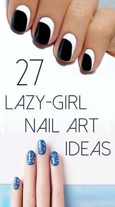 27 Lazy Girl Nail Art Ideas! These 27 ideas are genuinely easy to do and look fantastic when they are finished. Why pay someone an arm and a leg to do them for you when you can get the professional look at home! #easynailartideas #funnailarttutorial #creativenailart Black And White Nail, Unghie Nail Art, White Nail, Lazy Girl, Cute Nail Art, Girls Nails, Nail Art Ideas, Manicure Y Pedicure, Fabulous Nails