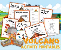 volcano activity printables and activities for kids to learn about the volcano in spanish