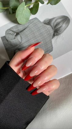 Red Elegant Nails, Pointed Nails, Acrylic Nails Coffin Short, Nails Desing