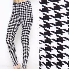 Super Cool Black And White Houndstooth Pattern Leggings, Ridiculously Soft! Feels Like Peachskin The Softest Leggings Ever! Same Feel As The Blue Rose Leggings I Have Listed As Well. I Am Keeping A Pair For Myself Because I Love Them So Much! Pair With Your Favorite Little Black Dress For An Awesome Look! I Personally Will Wear These To Ska Punk Rock Shows, Close Enough To Checkerboard Pattern Right? 92% Polyester 8% Spandex. Casual Black Pants With Houndstooth Pattern, Spring White Houndstooth Bottoms, Trendy Fitted Houndstooth Bottoms, Trendy Stretch Houndstooth Bottoms, Casual Stretch Houndstooth Pants, Casual Black Houndstooth Pants, Casual Stretch Houndstooth Bottoms, Black Houndstooth Winter Bottoms, Fitted Black Houndstooth Bottoms