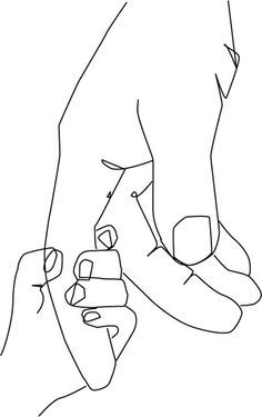 a drawing of two hands holding each other's fingers, with one hand on the other