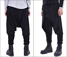 PLEASE KEEP IN MIND **Item takes up to 1-2 business weeks for production and 100% handmade ** **-**Details Exclusively Ours! Black Casual Drop Crotch Wrap Harem Ninja Pants // Wrap Skirt Layered Joggers Black Pants Two pockets Men in this picture wearing size : Large His height : 1/89 weight : 76 kg ************ Small size:Lenght: 102 cmWaist : 52 cm (1side) - UnstretchedHips : 56 cm - Unstretched Medium :Lenght: 104 cmWaist : 54 cm (1side) - Unstretchedhips : 58 cm - Unstretched Large :Lenght: Wrap Skirt Pants, Ninja Pants, Drop Crotch Pants, Skirt Pant, Casual Game, Black Jersey, Black Casual, Wrap Skirt, Skirt Pants