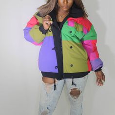 Vintage 90's Jacket Style~ This Jacket Is Beyond Cool!!! The Print Is Very Mondrian But The Fit Is Ultra Modern. Brand New Size: S Fits Small/Med Purple Patchwork Outerwear For Streetwear, Multicolor Patchwork Outerwear For Cold Weather, Trendy Purple Hooded Outerwear, 90s Inspired Long Sleeve Fall Outerwear, 90s Purple Long Sleeve Windbreaker, Purple Long Sleeve 90s Windbreaker, Casual Purple Outerwear For Cold Weather, Vintage Multicolor Winter Outerwear, 90s Style Patchwork Outerwear For Streetwear