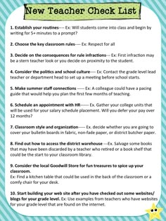 a new teacher check list for the classroom