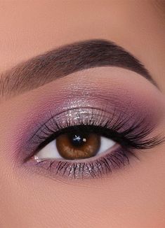 Light Purple Eyeshadow Looks, Eye Makeup Images, Purple Eye Makeup, Soft Glam Makeup, Purple Makeup, Pinterest Makeup, Glam Makeup Look