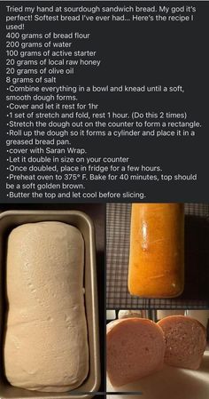 the instructions for making bread are shown here