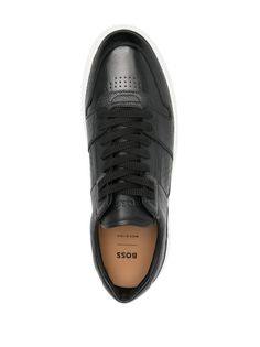 BOSS contrasting-sole Leather Sneakers - Farfetch Modern Black Sneakers With Embossed Logo, Black Calf Leather Sneakers With Branded Insole, Black Low-top Calf Leather Sneakers, Black Calf Leather Low-top Sneakers, Low-top Custom Sneakers With Embossed Logo In Calf Leather, Custom Low-top Calf Leather Sneakers With Embossed Logo, Lace-up Sneakers With Embossed Logo In Calf Leather, Lace-up Calf Leather Sneakers With Embossed Logo, Modern Black Custom Sneakers With Embossed Logo