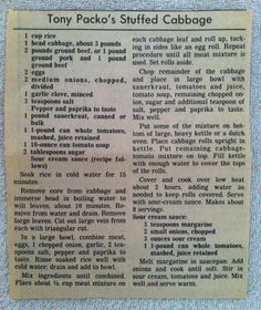 an old newspaper article about the history of tony pack's stuffed cabbage