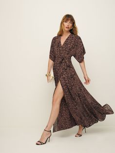 The Winslow is a functional wrap dress with an adjustable waist tie, so you can wear it tight or loose depending on your mood. Chic Flowy Dress With Kimono Sleeves, Chic Dresses With Flowy Kimono Sleeves, V-neck Belted Maxi Dress For Daywear, Chic Maxi Length Viscose Wrap Dress, Viscose Maxi Dress With Tie Waist, Viscose Tie Waist Dress For Daywear, Chic Maxi Dress With Tie Fastening For Daywear, Chic Belted Viscose Maxi Dress, Flowy Midi-length Wrap Dress With Tie Waist