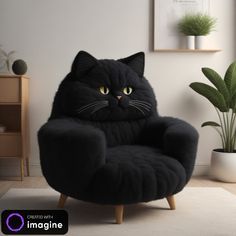 a black cat is sitting in a chair