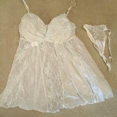 Sheer White Lingerie Nightie. Never Worn Before With Separate Things Still Attached Sheer Camisole For Bedtime, Nighty Night Dress, Nighty Night, Fredericks Of Hollywood, White Lingerie, Bras And Panties, Halter Formal Dress, Dream Wardrobe, Night Dress