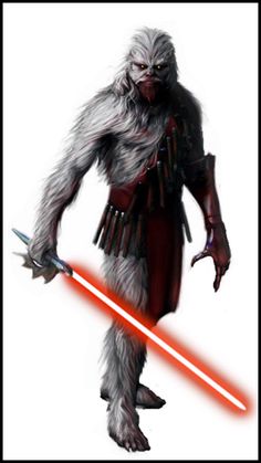 a character from star wars holding a light saber