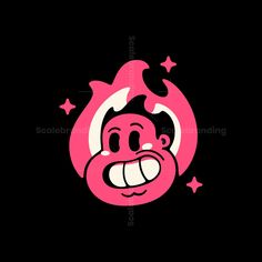 a pink and white cartoon character with stars on it's head, in the middle of