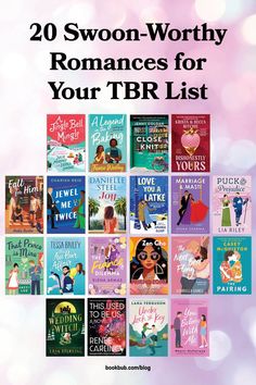 the cover of 20 swon - worthy romances for your tbr list is shown