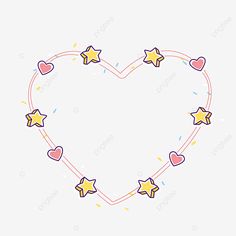 a heart shaped frame with stars and confetti in the middle, illustration, background png and psd