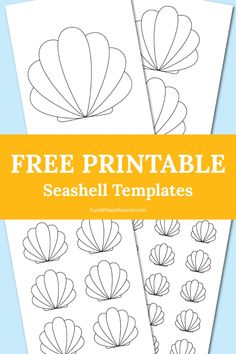 three free printable seashell templates for kids to color and use in their crafts