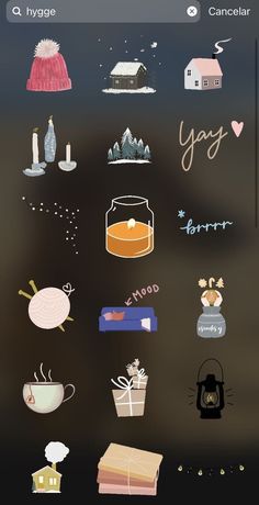 an iphone screen with various stickers on it