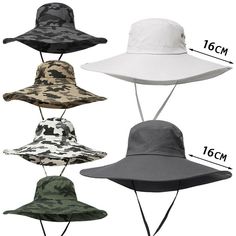 Bucket Hat Boonie Hats Hunting Fishing Outdoor Summer Cap Unisex Wide Brim Caps Specifications: Material:cotton Weight:220g Color:As picture shown (camouflage or solid color 8 models for choices) Size: diameter of the Hat top:50cm Height :5cm Top of hat:Dome Fit for:Unisex,Adult Applicable season:Spring Summer Autumn Package List: 1 piece bucket hat Features: 100% brand new and quality About 19.68" diameter, 2" high Fashion design,easy to carry Fixed the hat with adjustable drawstring,eapecially in windy days. UV protection ,windproof,Breathable and quick drying. Cheap Hats With Upf 50+ For Outdoor Activities, Wide Brim Bucket Hat, Boonie Hat, Summer Fishing, Sun Cap, Cap Fashion, Fishing Hat, Outdoor Summer, Windy Day